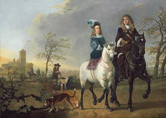 Lady and Gentleman on Horseback Print by Aelbert Cuyp