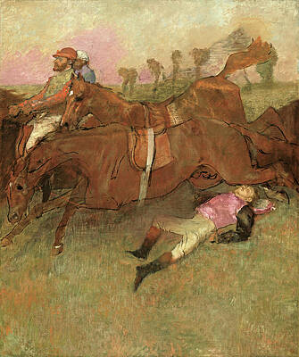 Scene from the Steeplechase, The Fallen Jockey Print by Edgar Degas