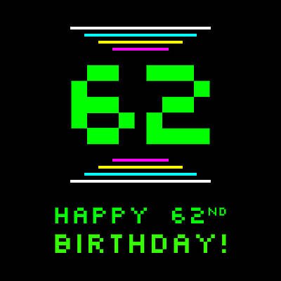 [ Thumbnail: 62nd Birthday - Nerdy Geeky Pixelated 8-Bit Computing Graphics Inspired Look Women's T-Shirt ]