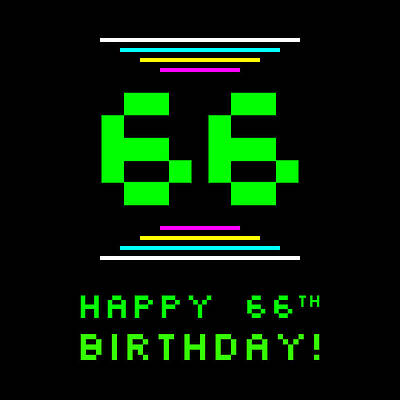 [ Thumbnail: 66th Birthday - Nerdy Geeky Pixelated 8-Bit Computing Graphics Inspired Look Tapestry ]