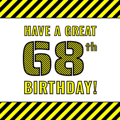 [ Thumbnail: 68th Birthday - Attention-Grabbing Yellow and Black Striped Stencil-Style Birthday Number Toddler T-Shirt ]