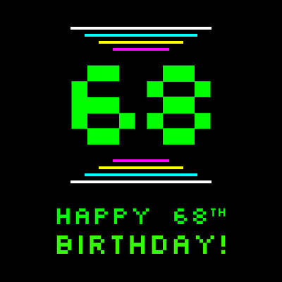 [ Thumbnail: 68th Birthday - Nerdy Geeky Pixelated 8-Bit Computing Graphics Inspired Look Framed Print ]