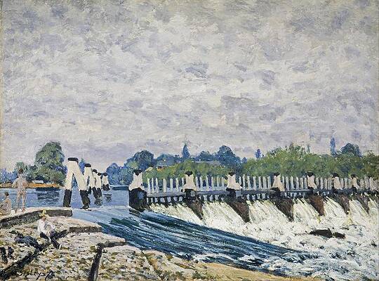 Molesey Weir, Hampton Court Print by Alfred Sisley