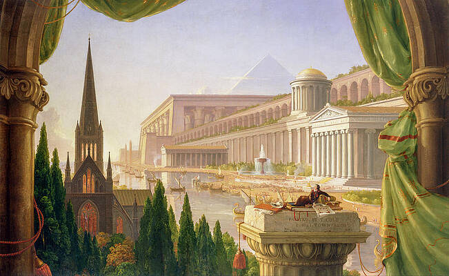 Wall Art - Painting - The Architect's Dream by Thomas Cole by The Luxury Art Collection