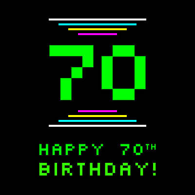 [ Thumbnail: 70th Birthday - Nerdy Geeky Pixelated 8-Bit Computing Graphics Inspired Look Women's T-Shirt ]
