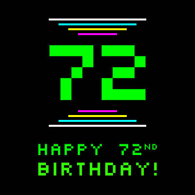 [ Thumbnail: 72nd Birthday - Nerdy Geeky Pixelated 8-Bit Computing Graphics Inspired Look Sticker ]
