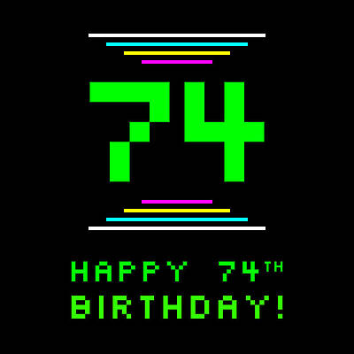 [ Thumbnail: 74th Birthday - Nerdy Geeky Pixelated 8-Bit Computing Graphics Inspired Look Tote Bag ]