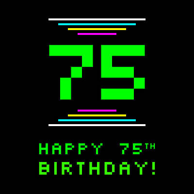 [ Thumbnail: 75th Birthday - Nerdy Geeky Pixelated 8-Bit Computing Graphics Inspired Look Acrylic Print ]