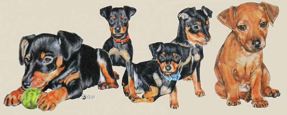 Miniature Pinscher Retro 80's Min Pin Dog Vintage Style Art Print 4 x 6 by KSams 
