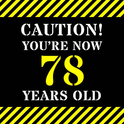 [ Thumbnail: 78th Birthday - Warning Stripes and Stencil Style Text Metal Print ]