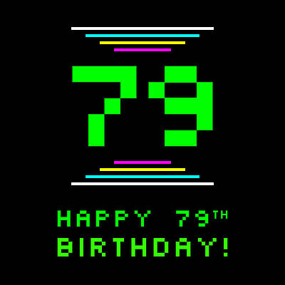 [ Thumbnail: 79th Birthday - Nerdy Geeky Pixelated 8-Bit Computing Graphics Inspired Look Throw Pillow ]