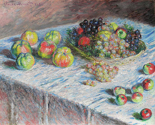 Apples and Grapes Print by Claude Monet