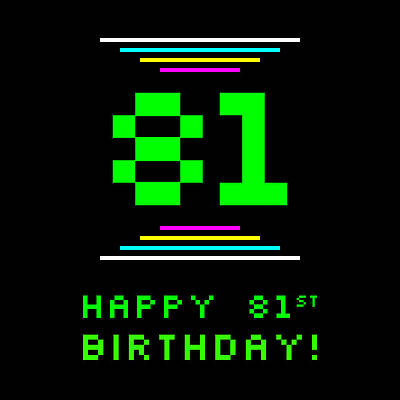 [ Thumbnail: 81st Birthday - Nerdy Geeky Pixelated 8-Bit Computing Graphics Inspired Look Youth T-Shirt ]