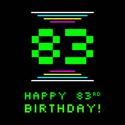 [ Thumbnail: 83rd Birthday - Nerdy Geeky Pixelated 8-Bit Computing Graphics Inspired Look Adult T-Shirt ]