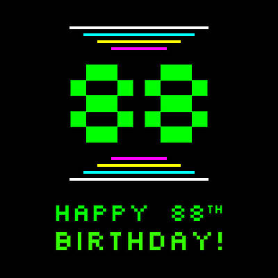 [ Thumbnail: 88th Birthday - Nerdy Geeky Pixelated 8-Bit Computing Graphics Inspired Look Greeting Card ]