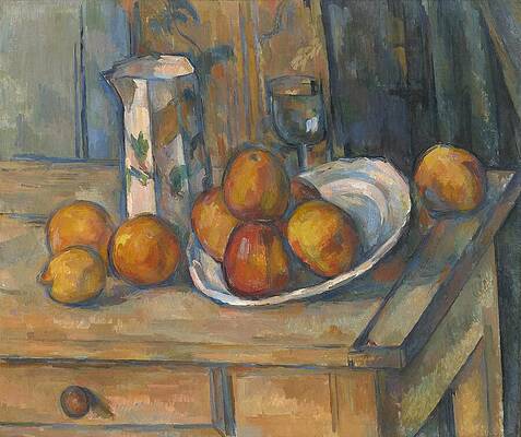 Still Life with Milk Jug and Fruit Print by Paul Cezanne