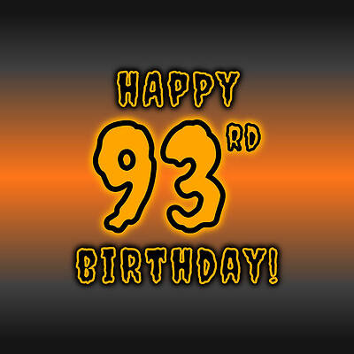 [ Thumbnail: 93rd Halloween Birthday - Spooky, Eerie, Black And Orange Text - Birthday On October 31 Poster ]