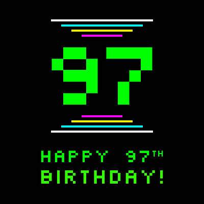 [ Thumbnail: 97th Birthday - Nerdy Geeky Pixelated 8-Bit Computing Graphics Inspired Look Duvet Cover ]