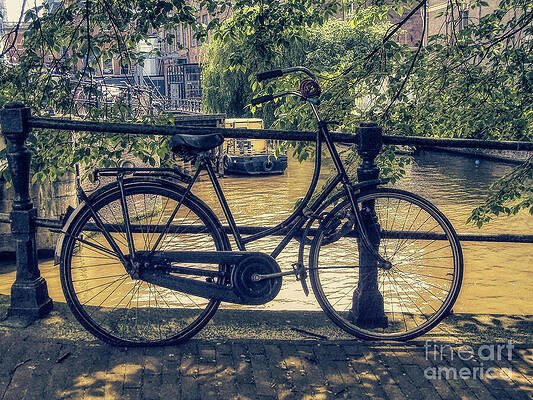 Wall Art - Photograph - A bridge with bicycles in Amsterdam, Netherlands by Stuart Chard