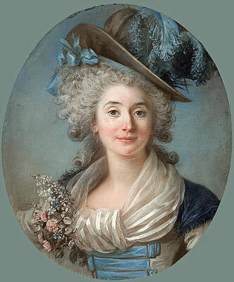A Fashionable Noblewoman Wearing a Plumed Hat Print by Adelaide Labille-Guiard