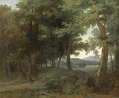 A Forest with Apollo and Daphne Print by Jean-Victor Bertin