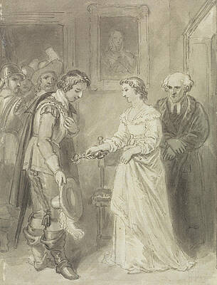 A Girl Giving a Key to a Cavalier by Thomas Stothard A Girl Giving a Key to a Cavalier by Thomas Stothard