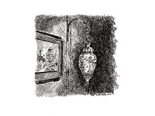 Wall Art - Drawing - A Lamp in my Artwork by Joseph A Langley