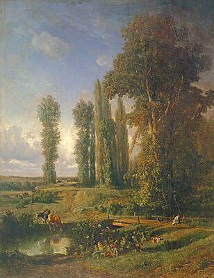 A Last Summer Day, Normandy Print by Constant Troyon