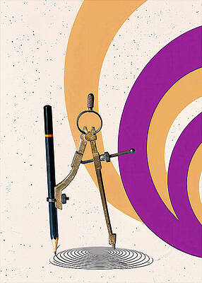 Wall Art - Photograph - A Minimalist Art Print - Bob Orsillo's Study of a Compass and Patterned Background by Bob Orsillo