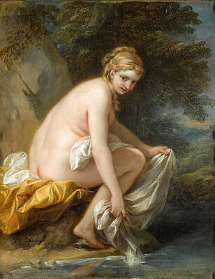 A Nymph At Her Bath Print by Charles-Andre van Loo