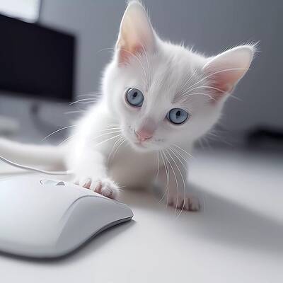 Wall Art - Digital Art - A playful kitten playing with a computer mouse No 2 by Andre Petrov