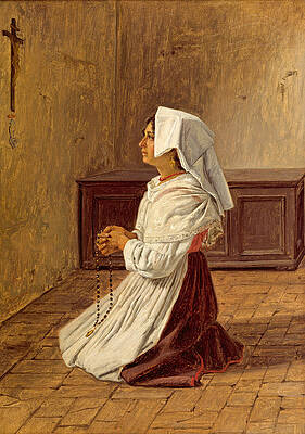 A Praying Italian Woman Print by Martinus Rorbye
