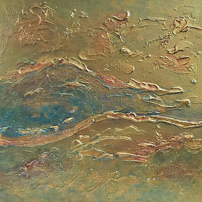 Wall Art - Painting - A RIVER RUNS THROUGH IT Abstract in Gold by Lynnie Lang