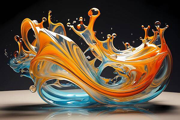 Wall Art - Digital Art - A surreal depiction of fluid motion, transforming everyday objects into liquid forms No 2 by Andre Petrov