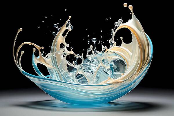 Wall Art - Digital Art - A surreal depiction of fluid motion, transforming everyday objects into liquid forms No 3 by Andre Petrov