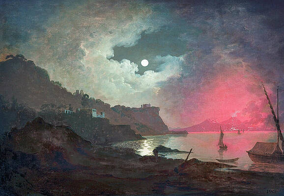 Wall Art - Painting - A View of Vesuvius from Posillipo Naples by Joseph Wright of Derby by Joseph Wright of Derby