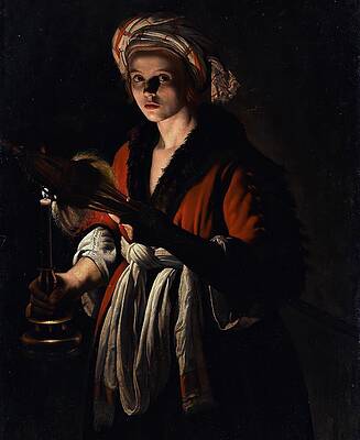 Wall Art - Drawing - A Young Woman Holding A Distaff Before A Lit Candle art by Adam de Coster Flemish