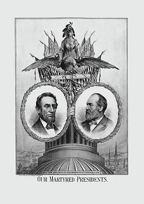 Wall Art - Drawing - Abraham Lincoln and James Garfield - Our Martyred Presidents - Circa 1881 by War Is Hell Store
