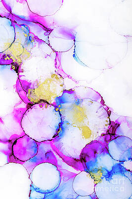 Abstract alcohol in background in pink, gold and blue tones. by Jane Rix Abstract alcohol in background in pink, gold and blue tones. by Jane Rix