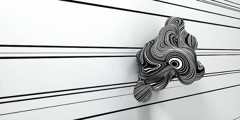 Abstract Background 3d render striped shape with black lines on white by Cyril ROBERT