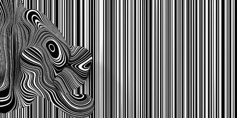 Abstract Background 3d render striped shape with vertical black lines on white by Cyril ROBERT