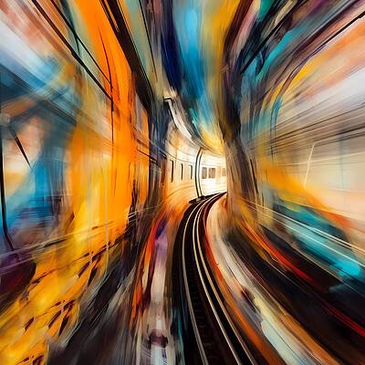 Wall Art - Digital Art - Abstract image inspired by the rhythm and movement of a train through a tunnel No 1 by Andre Petrov