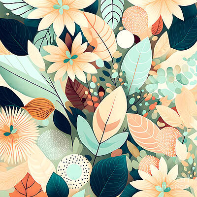  Digital Art - Abstract leaves and flowers No3 by Jirka Svetlik