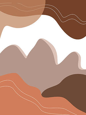 Wall Art - Mixed Media - Abstract Mountains 03 - Modern, Minimal, Contemporary Abstract - Terracotta Brown - Landscape by Studio Grafiikka
