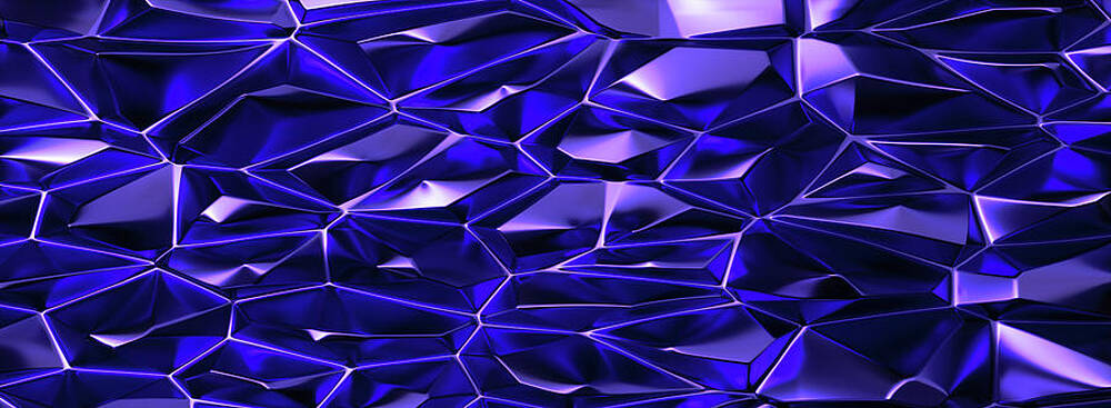 Abstract Purple Blue Crystal Triangle Ceiling Wide Banner Digital Art By Cyril Robert