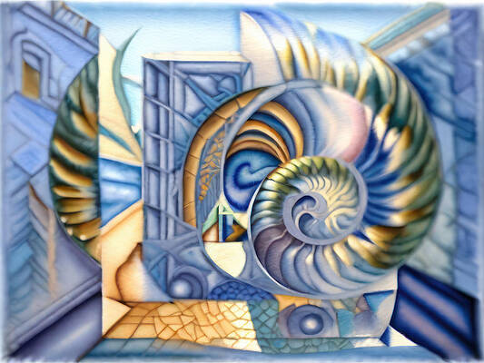 Wall Art - Digital Art - Abstract - Soft Nautilus by Eris And AI