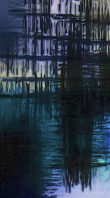 Abstract Vertical Horizons In Blue by Leslie Montgomery Abstract Vertical Horizons In Blue by Leslie Montgomery