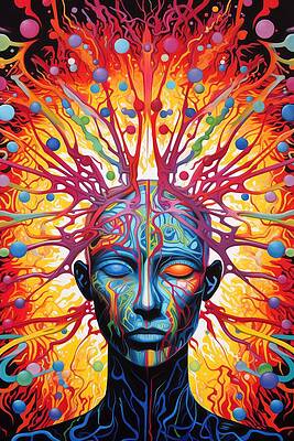 Wall Art - Digital Art - Abstract Visualization of Brain Connections in Mind  by Svilenka Dankova