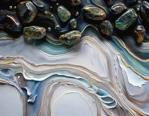Wall Art - Digital Art - Abstract With Polished Rocks by Eris And AI
