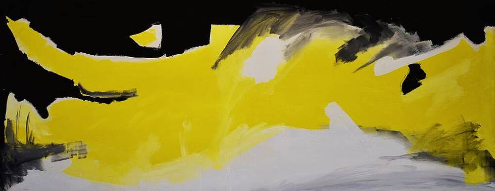 Abstract Yellow White Black Painting By Naoufal Takroumt